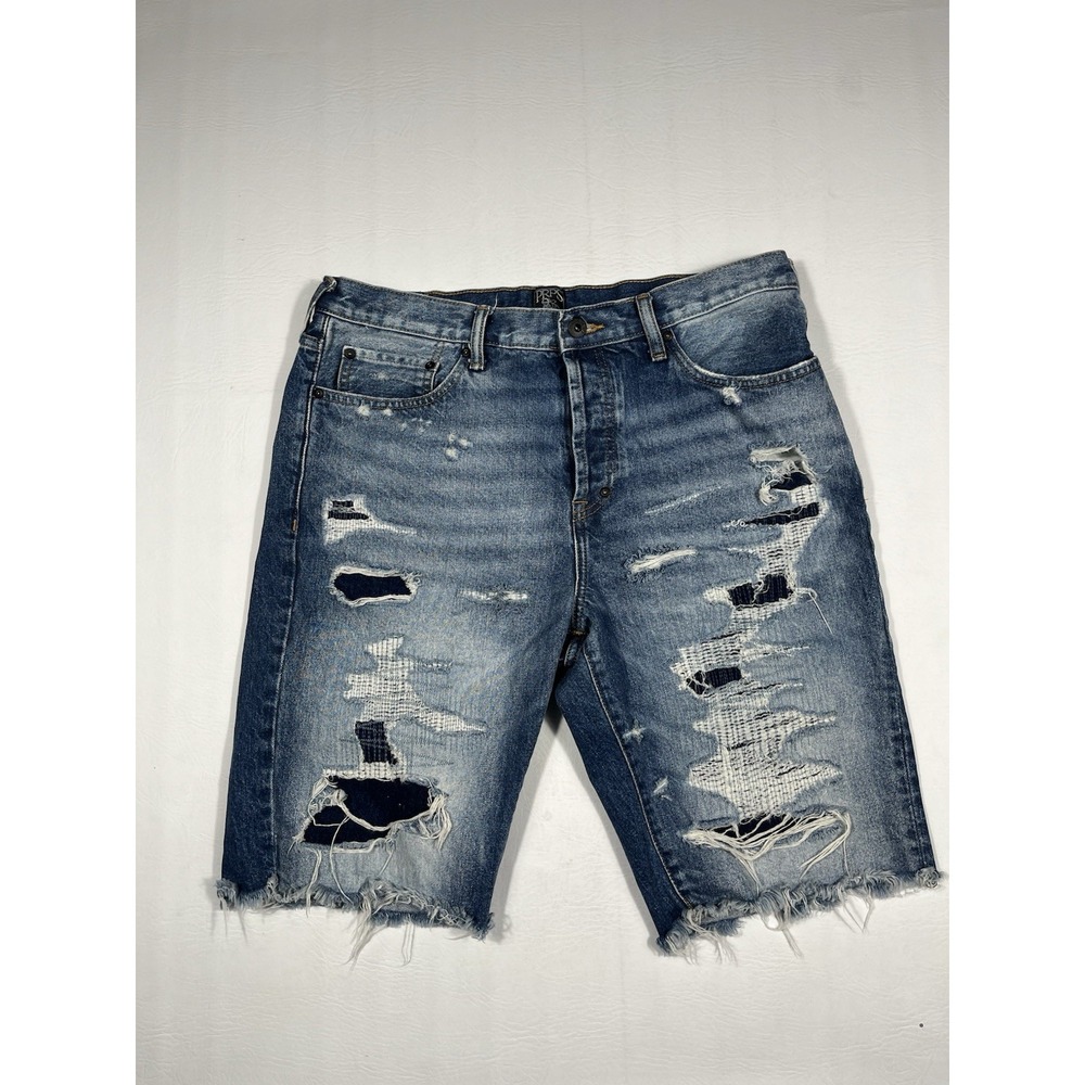 PRPS Challenger Mens 33 (fit 35") Distressed Denim Shorts Straight Leg Short